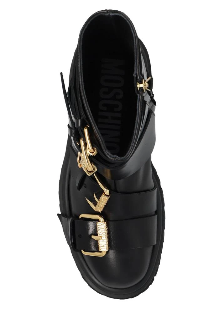 商品Moschino|Moschino Buckle-Detailed Round-Toe Zipped Ankle Boots,价格¥3585,第4张图片详细描述