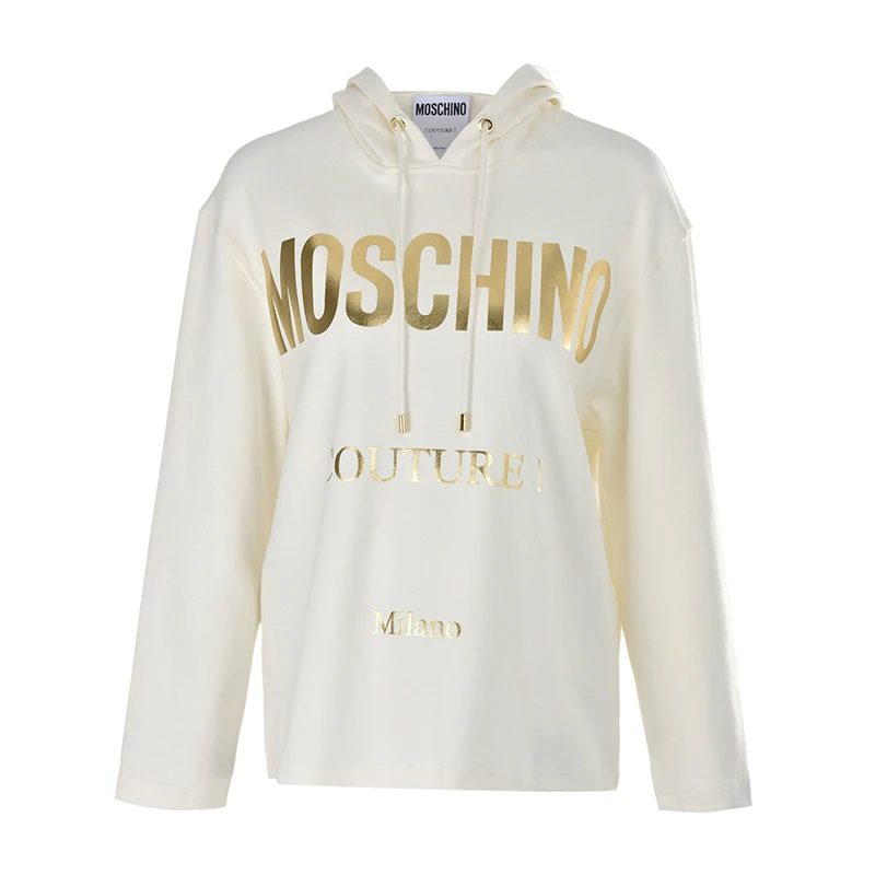 商品Moschino|Moschino 莫斯奇诺 19秋冬 女士棉质LOGO标识时尚休闲运动抽绳连帽卫衣 EJ1718-5526-2002,价格¥2570,第1张图片