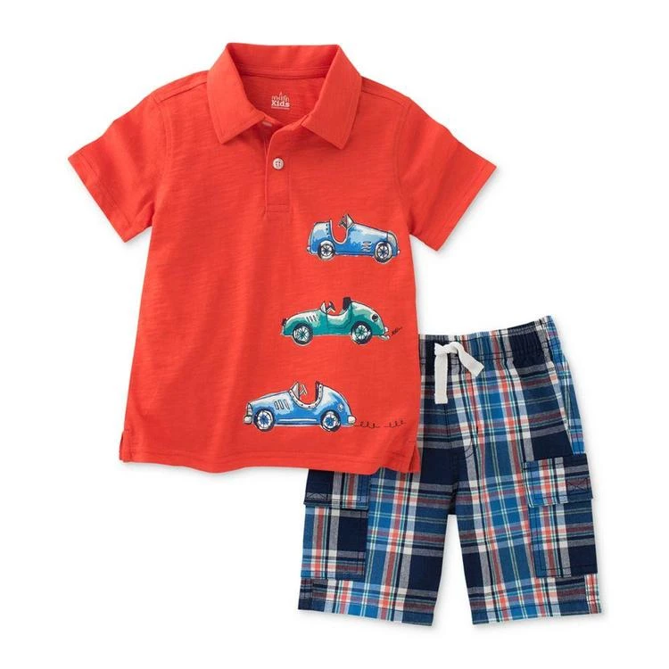 商品KIDS HEADQUARTERS|2-Pc. Cotton Cars Polo Shirt & Cargo Shorts Set, Baby Boys (0-24 months),价格¥57,第1张图片