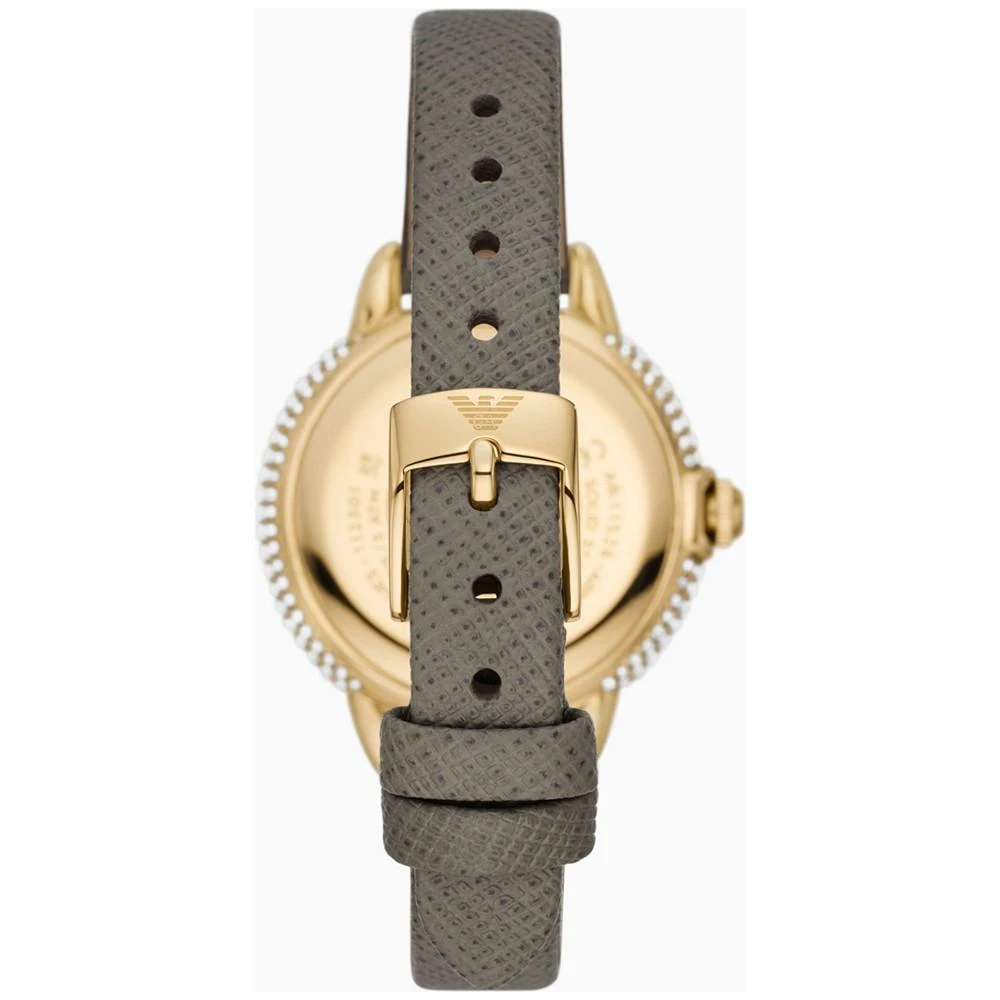 商品Emporio Armani|Women's Taupe Leather Strap Watch 32mm,价格¥1833,第3张图片详细描述