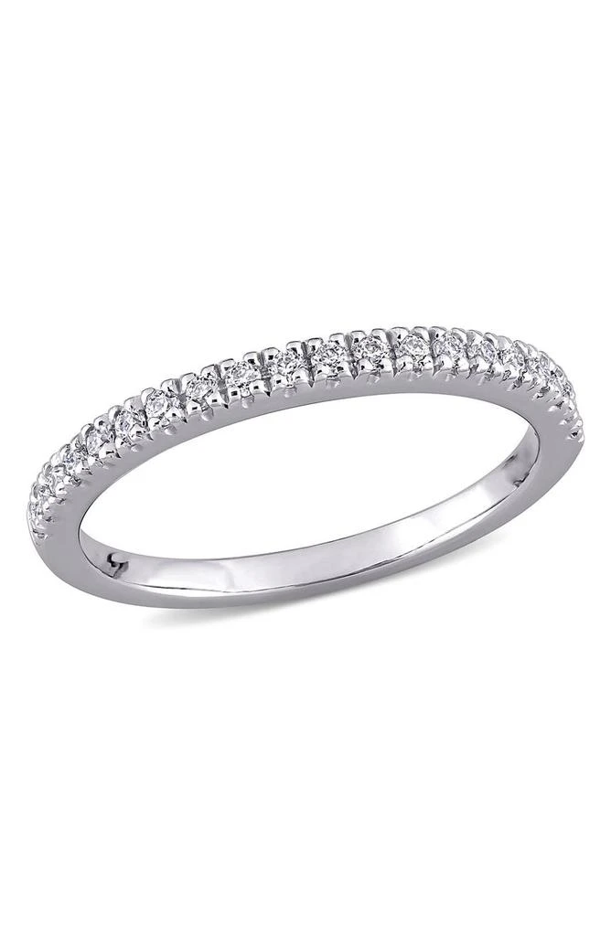 商品DELMAR|10K White Gold Plated Sterling Silver Dew Created Moissanite Band Ring,价格¥3078,第1张图片