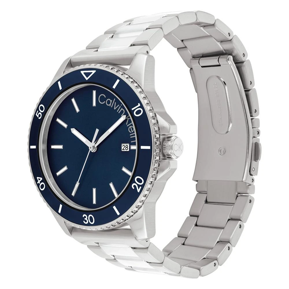 商品Calvin Klein|Men's Three Hand Silver Stainless Steel Bracelet Watch 44mm,价格¥1281,第2张图片详细描述