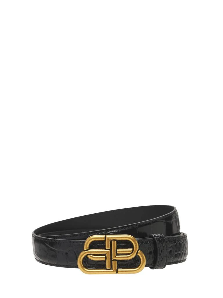 商品Balenciaga|3cm Bb Croc Embossed Leather Belt,价格¥3828,第1张图片