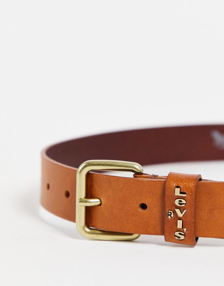 Levi's logo leather belt in brown商品第2张图片规格展示