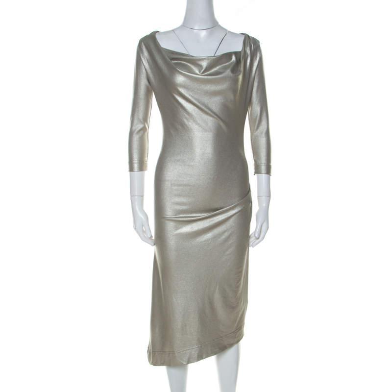 商品[二手商品] Vivienne Westwood|Vivienne Westwood Anglomania Metallic Stretch Knit Asymmetric Dress S,价格¥2316,第1张图片