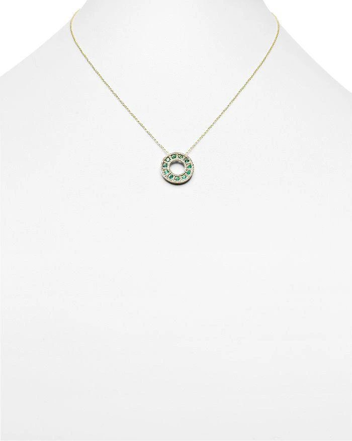 商品Bloomingdale's|Emerald and Diamond Circle Pendant Necklace in 14K Yellow Gold, 17" - Exclusive,价格¥11534,第2张图片详细描述