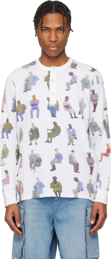 商品JW Anderson|White Printed Waffle Henley,价格¥2450,第1张图片