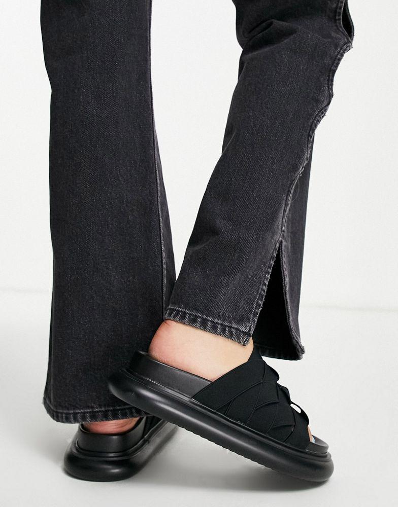 Topshop Pio elastic footbed mule sandal in black商品第3张图片规格展示