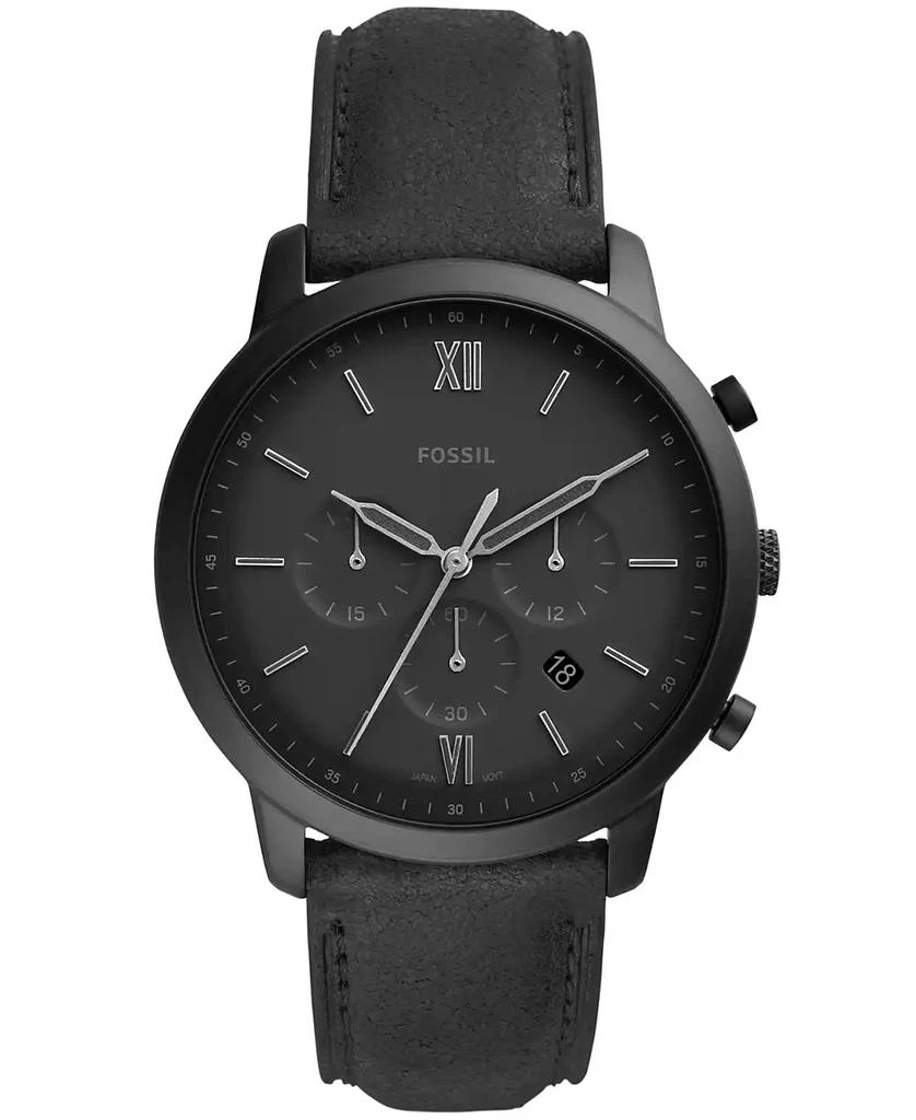 商品Fossil|Men's Neutra Chronograph Black Leather Strap Watch 44mm,价格¥838,第1张图片