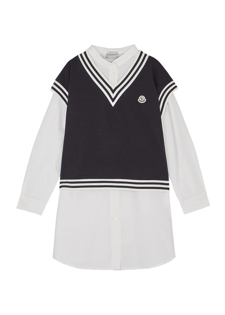 商品Moncler|KIDS Navy and white cotton shirt and vest set (12-14 years),价格¥2161,第1张图片