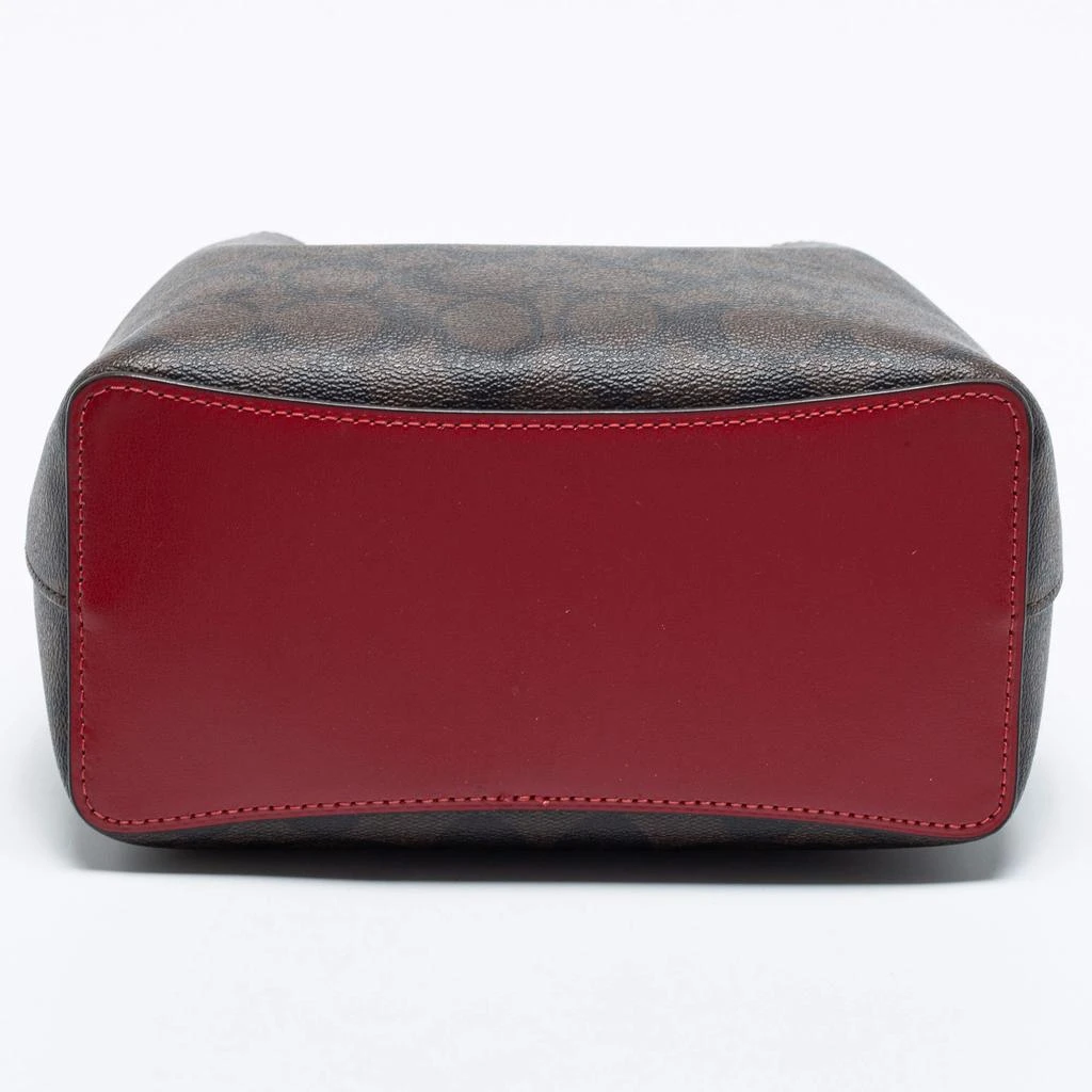 Coach Brown/Red Signature Coated Canvas and Leather Small Town Bucket Bag 商品