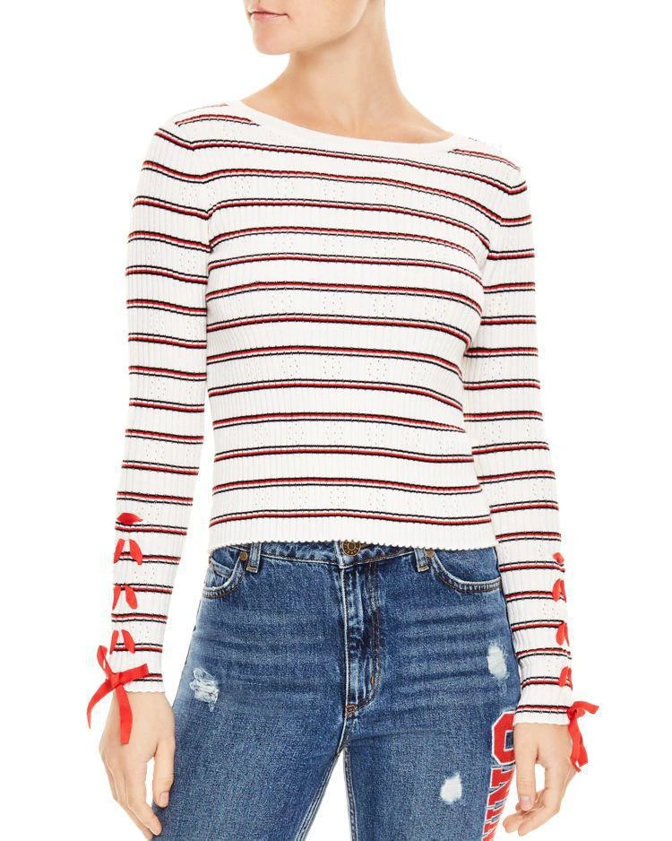 商品Sandro|Ottana Ribbed Striped Eyelet Sweater,价格¥815,第1张图片
