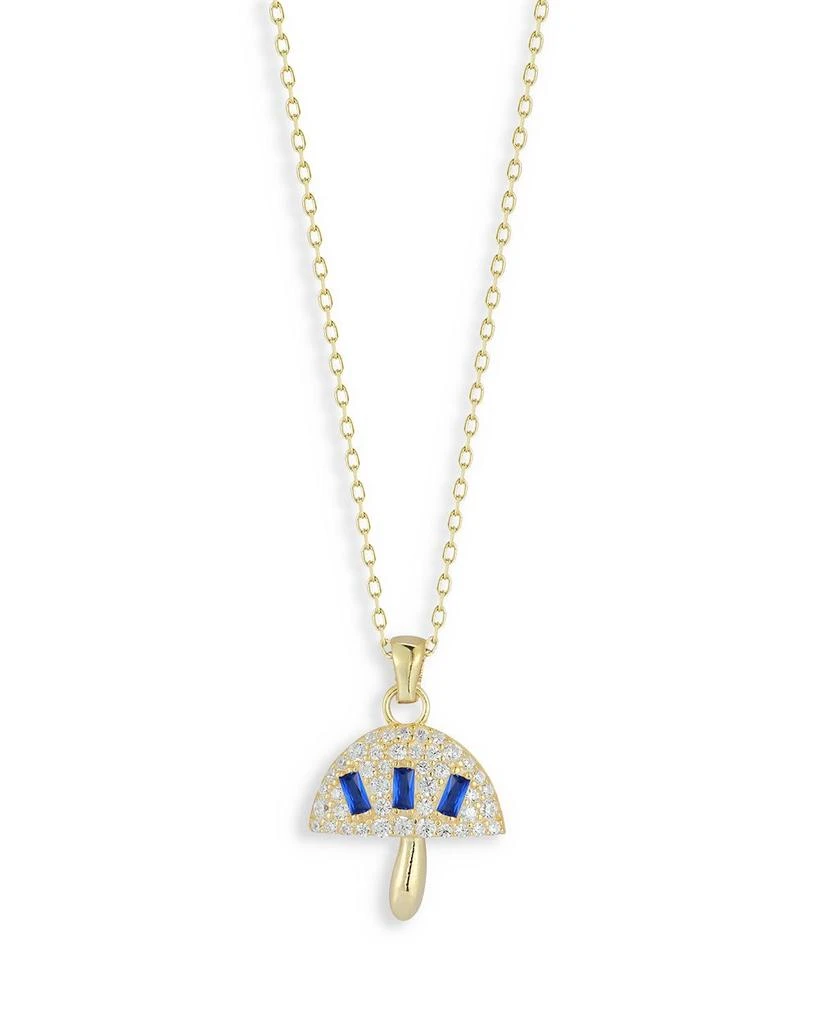 商品AQUA|Pavé & Blue Cubic Zirconia Mushroom Pendant Necklace in 14K Gold Plated Sterling Silver, 16"-18" - Exclusive,价格¥393,第1张图片