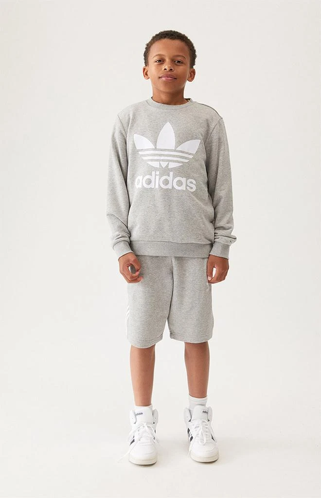 商品Adidas|Kids Heather Grey Trefoil Crew Neck Sweatshirt,价格¥125,第1张图片