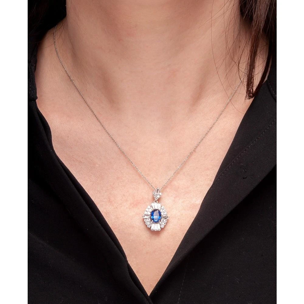 商品Macy's|Lab-Created Ruby (1-3/4 ct. t.w.) & Lab-Created White Sapphire (2-1/20 ct. t.w.) 18" Pendant Necklace in Sterling Silver (Also in Lab-Created Blue Sapphire),价格¥1675,第2张图片详细描述