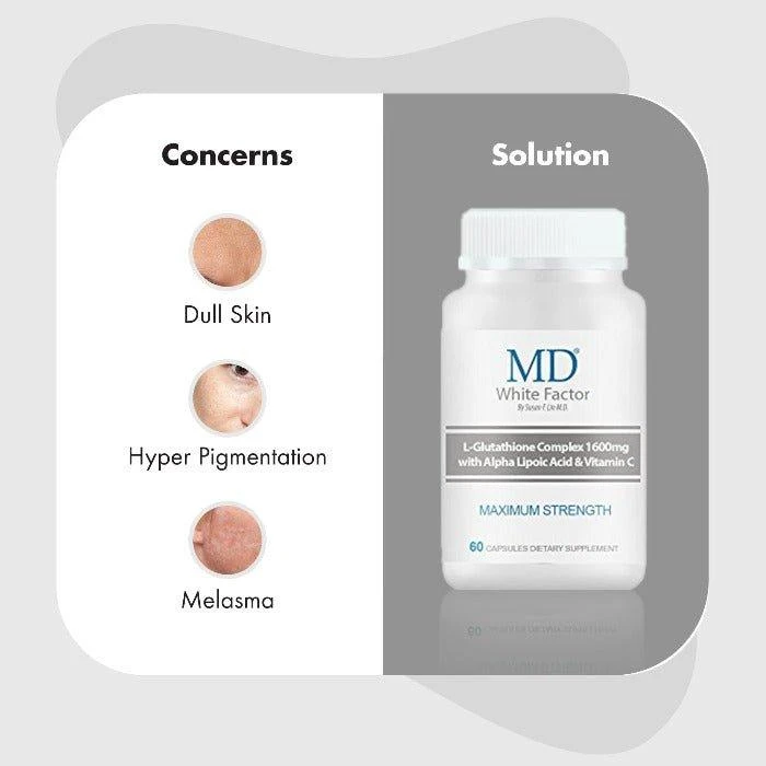 商品MD|MD® White Factor Skin Whitening Glutathione Detox Wellness Capsules,价格¥450,第2张图片详细描述