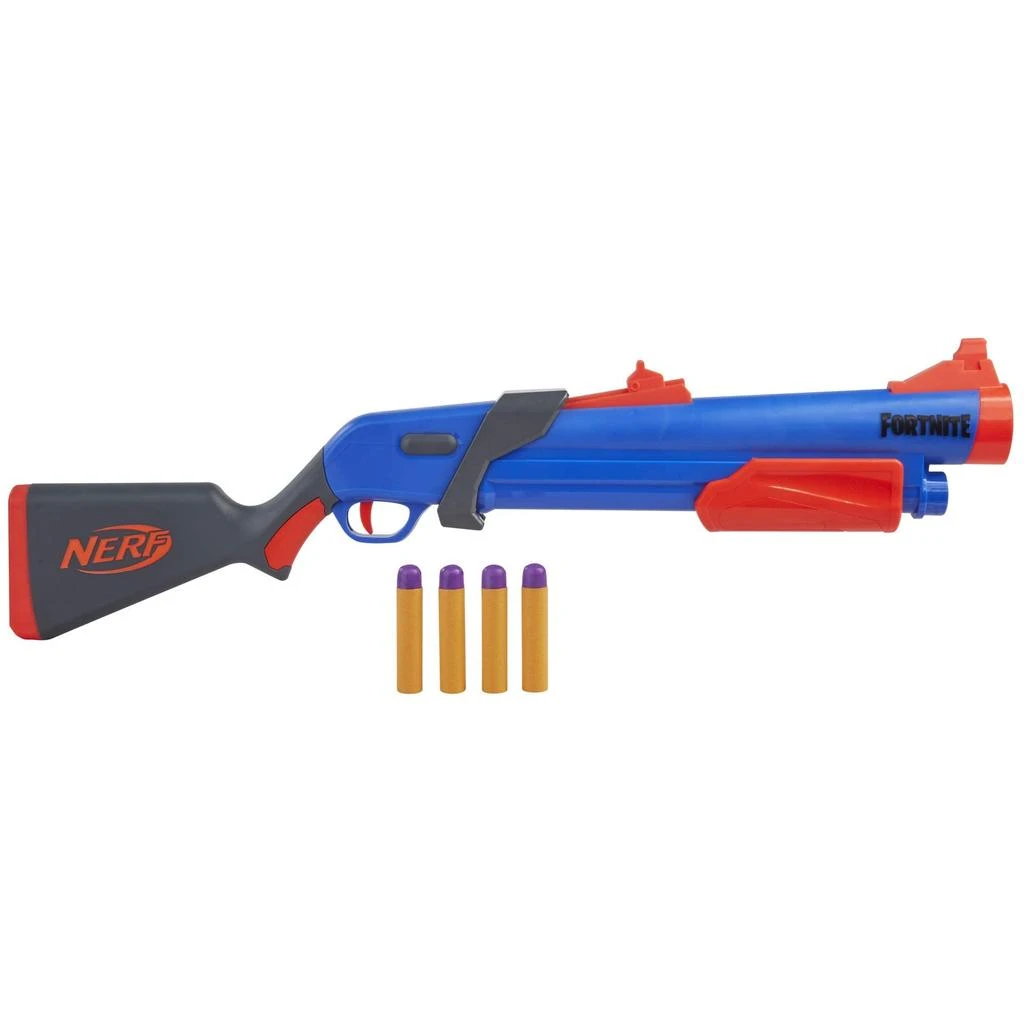 商品Nerf|Fortnite Pump SG Blaster – Pump Action Mega Dart Blasting – Breech Load – 4 Official Mega Darts – for Youth, Teens, Adults , Blue,价格¥237,第1张图片