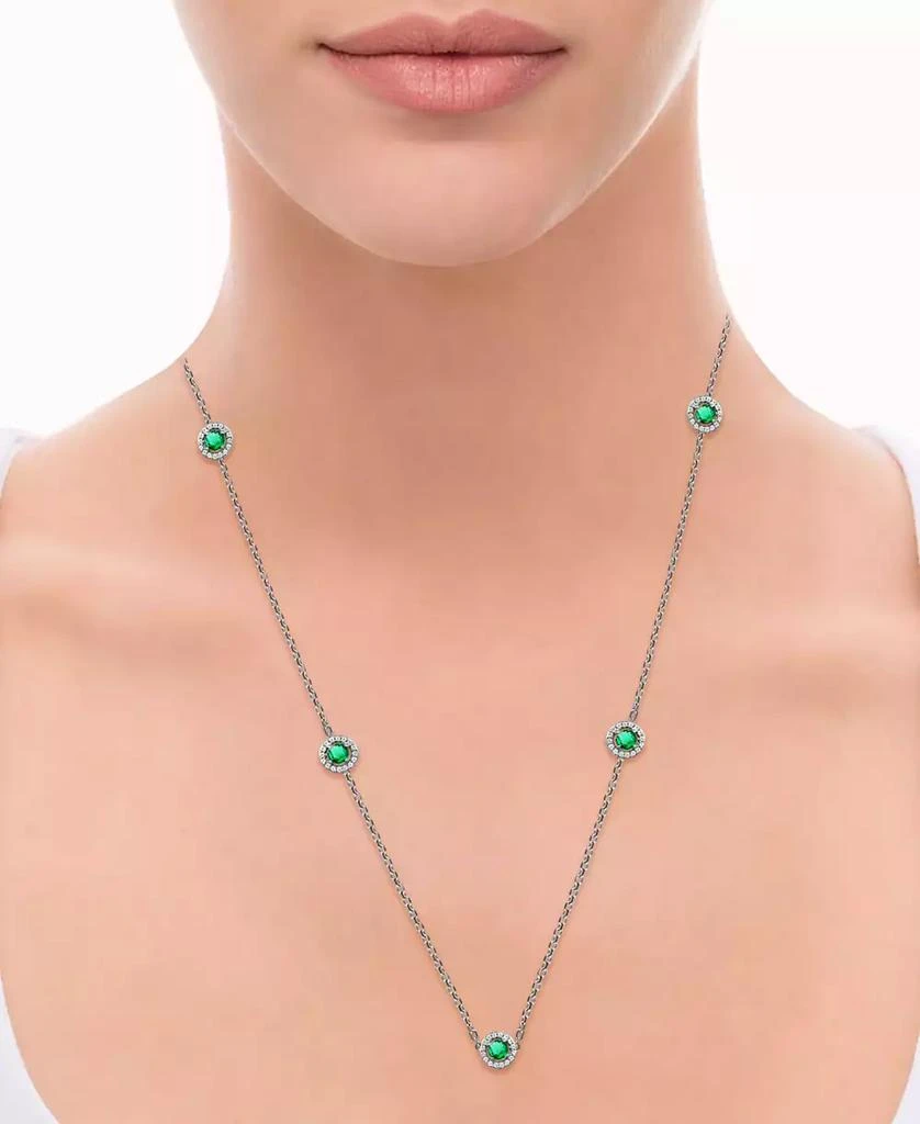 商品Macy's|Sapphire (7/8 ct. t.w.) & Diamond (1/4 ct. t.w.) Halo 16" Statement Necklace in 14k White Gold (Also in Ruby & Emerald),价格¥3008,第2张图片详细描述