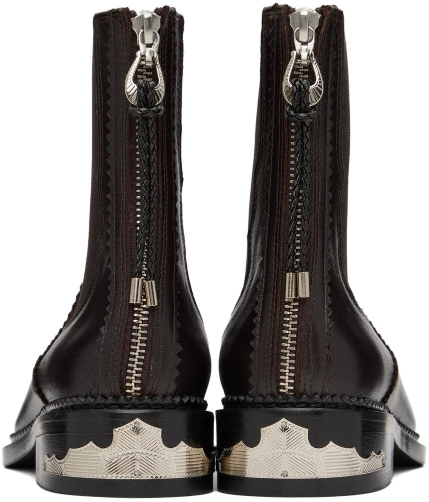 商品Toga Pulla|SSENSE Exclusive Brown Embellished Ankle Boots,价格¥1371,第2张图片详细描述