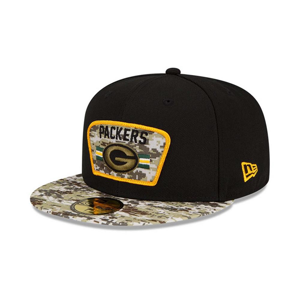 Men's Black-Camouflage Green Bay Packers 2021 Salute To Service 59FIFTY Fitted Hat商品第3张图片规格展示