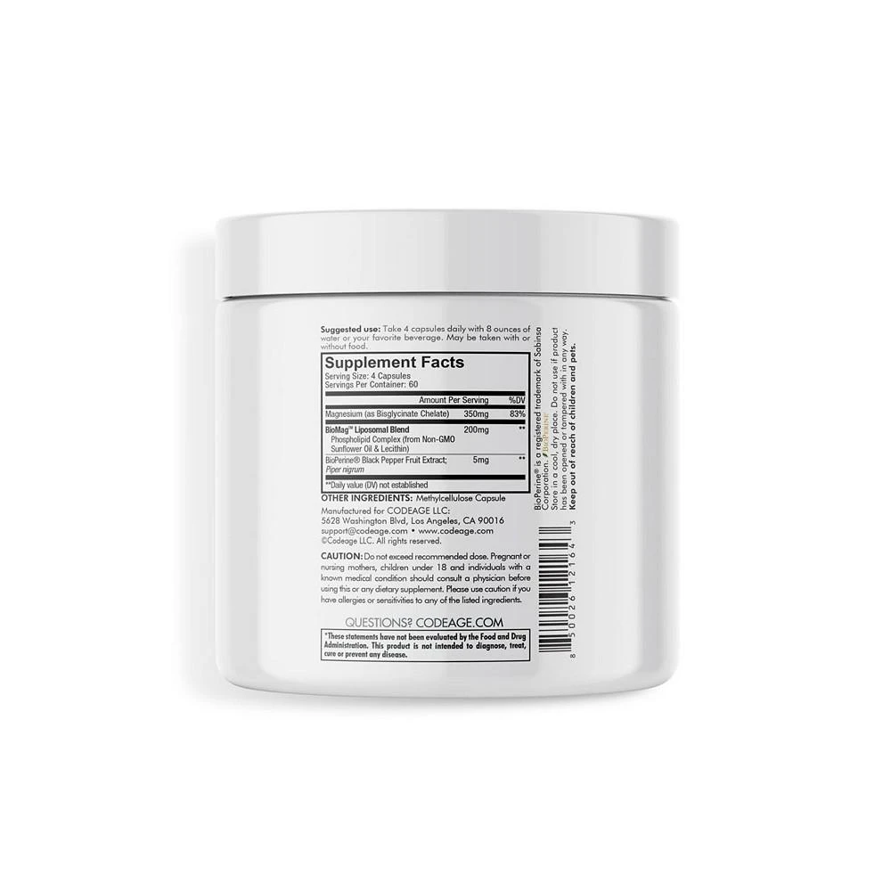 商品Codeage|Liposomal Magnesium Glycinate Chelate 350mg Mineral Supplement,价格¥299,第3张图片详细描述