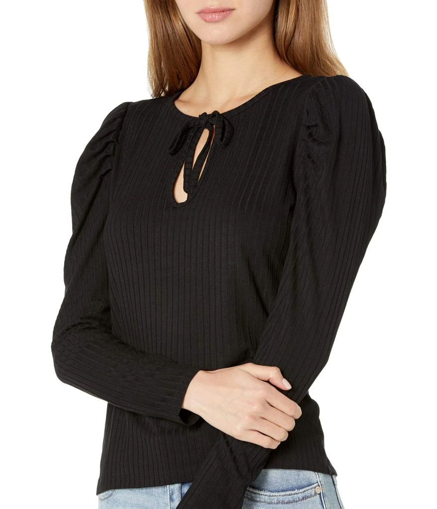 商品1. State|Ribbed Puff Long Sleeve Front Tie Top,价格¥362,第3张图片详细描述