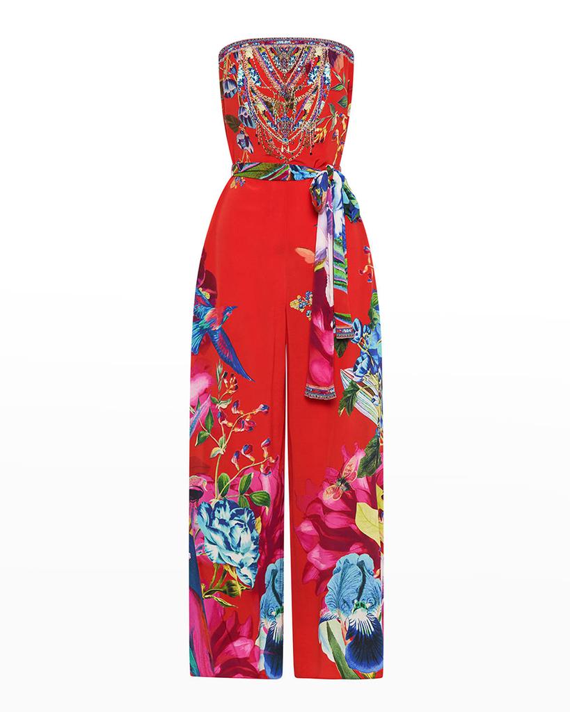Tie-Waist Strapless Jumpsuit商品第2张图片规格展示
