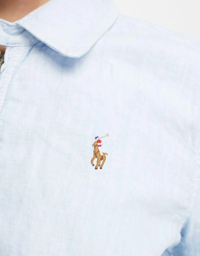 商品Ralph Lauren|Polo Ralph Lauren icon logo linen chambray windbreaker in light blue,价格¥2143,第3张图片详细描述