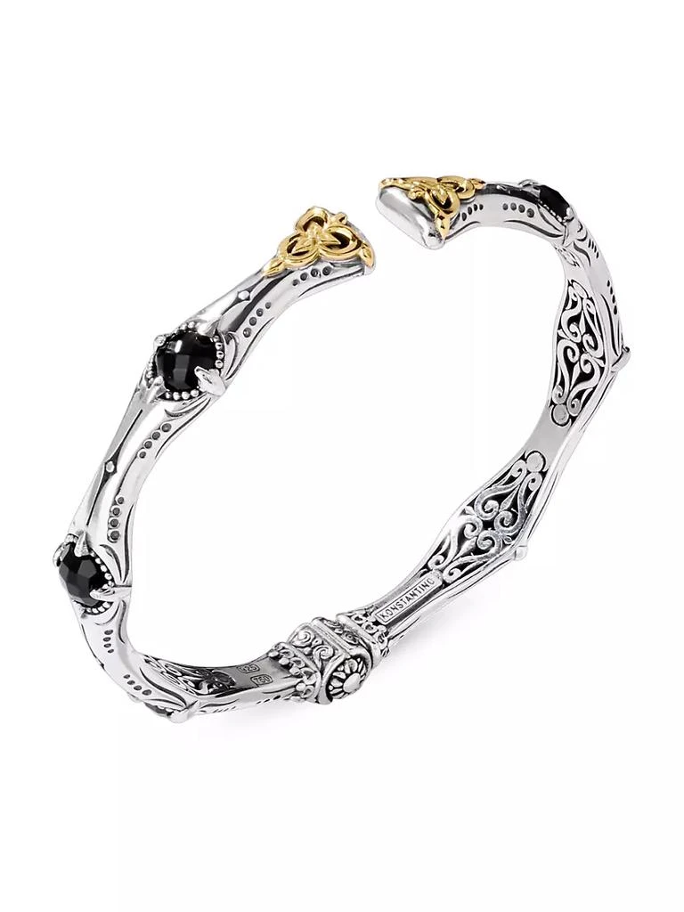 商品Konstantino|Anthos Wave Hinge Sterling Silver, 18K Yellow Gold & Black Onyx Cuff,价格¥4519,第1张图片