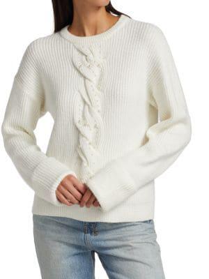 Faux Pearl Cable-Knit Sweater商品第1张图片规格展示