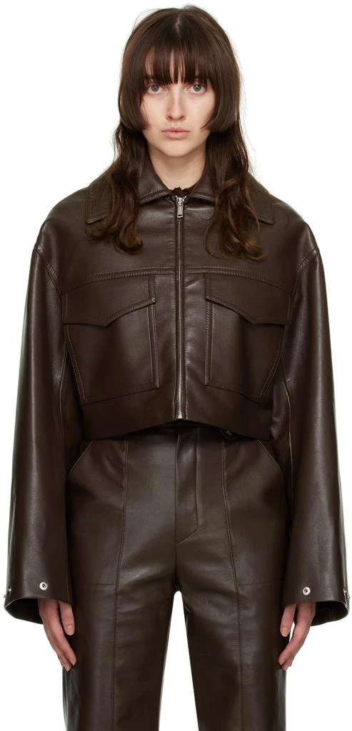 商品Nanushka|Brown Sapir Regenerated Leather Jacket,价格¥2285,第1张图片