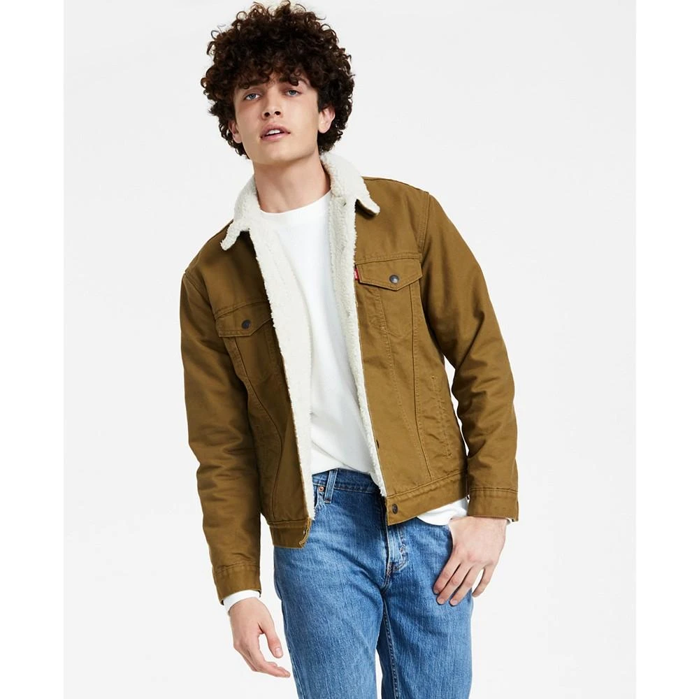 商品Levi's|Men's Regular Fit Sherpa Canvas Trucker Jacket,价格¥567,第1张图片