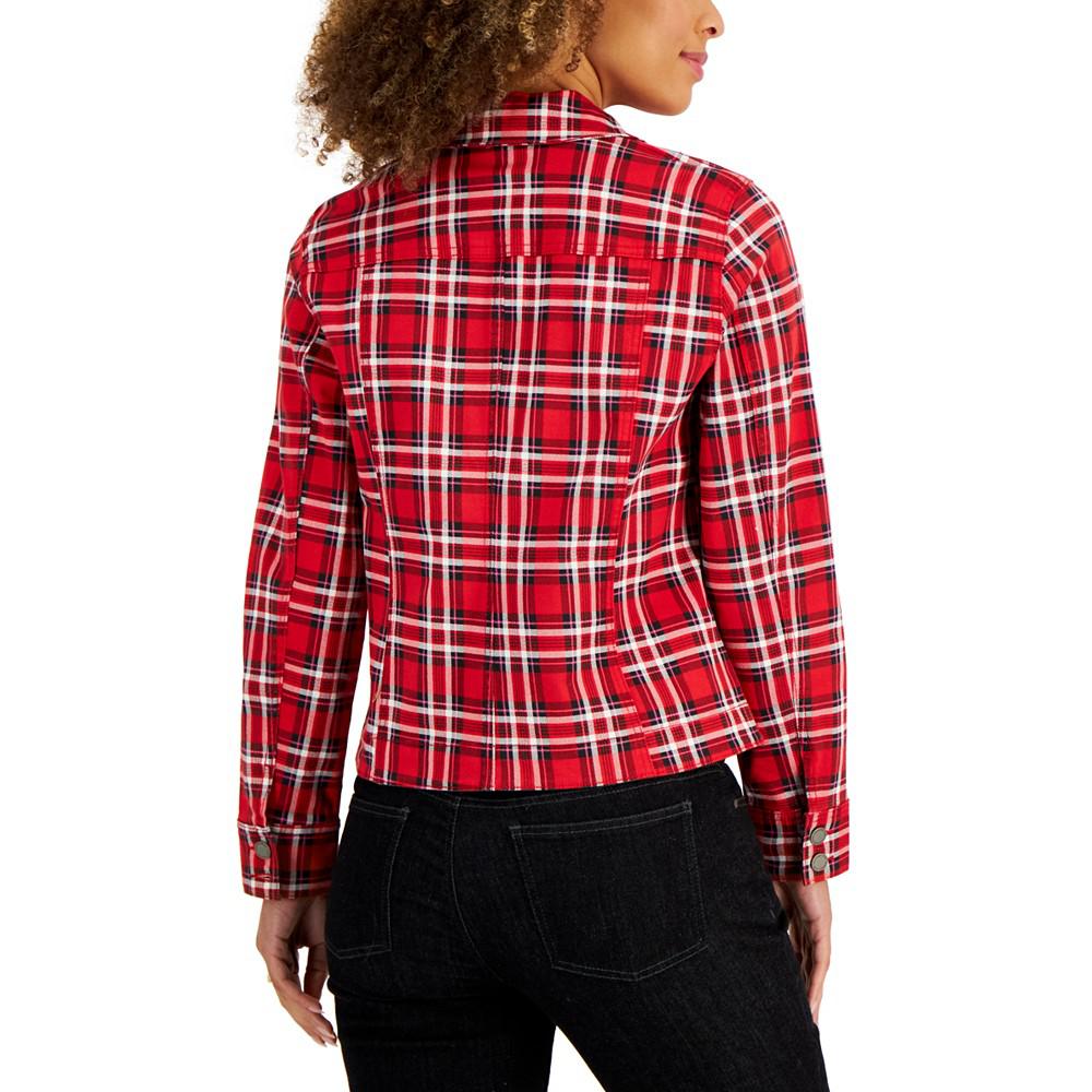 Women's Classic Denim Tartan Jacket, Created for Macy's商品第2张图片规格展示