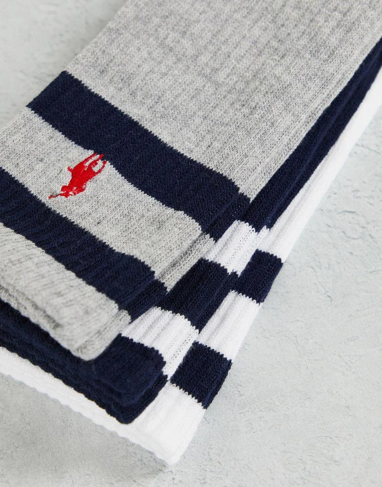 商品Ralph Lauren|Polo Ralph Lauren 3 pack socks in white, grey, navy with pony stripe,价格¥224,第2张图片详细描述