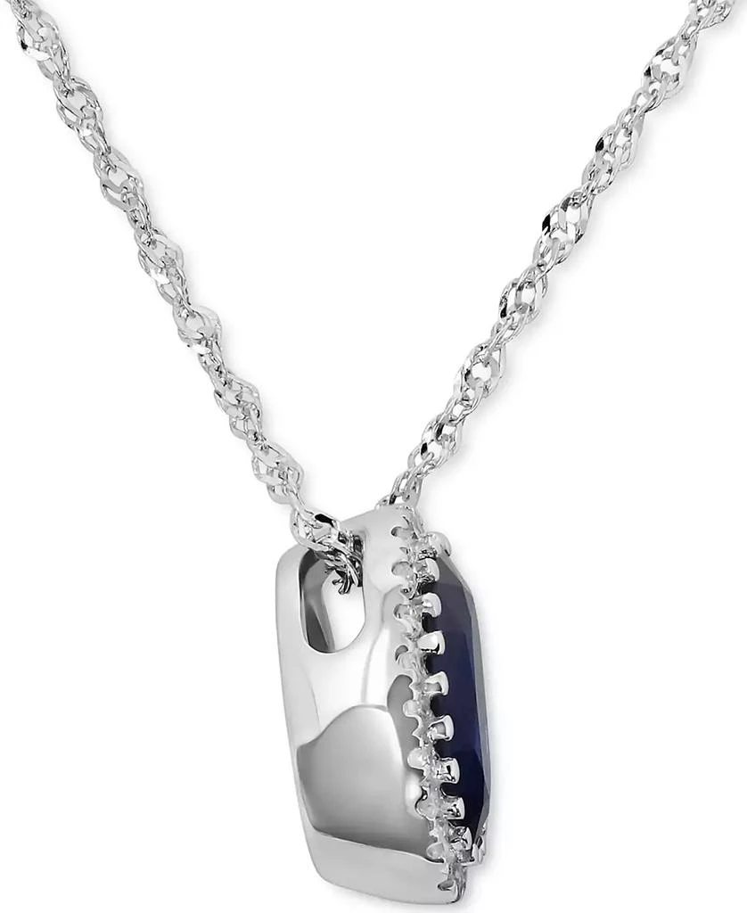 商品Macy's|Sapphire (7/8 ct. t.w.) & Diamond (1/20 ct. t.w.) Oval Halo Pendant Necklace in 14k White Gold, 16" + 2" extender,价格¥3072,第2张图片详细描述