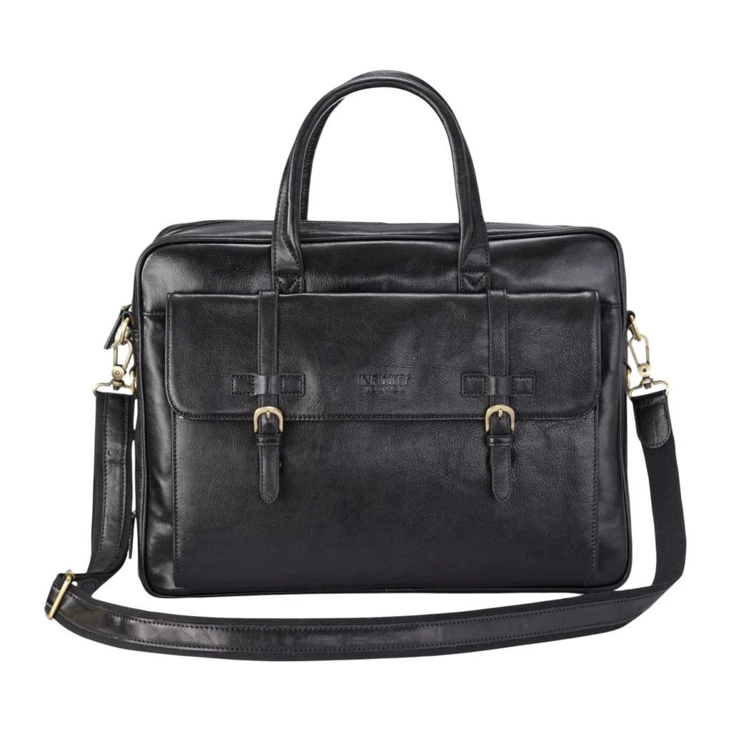 商品Infinity Leather|Genuine Leather Laptop Black Satchel Messenger Crossbody Shoulder Bag - Belmont,价格¥1603,第1张图片