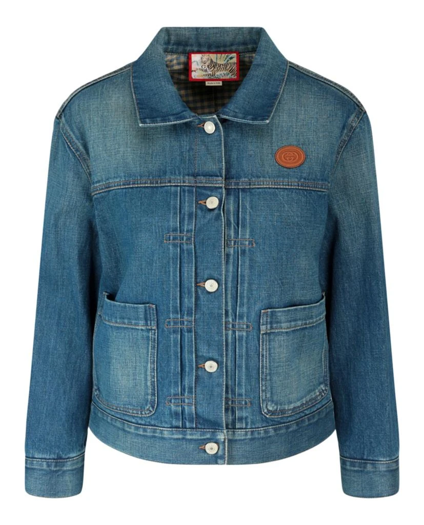 商品Gucci|Tiger Denim Jacket With Embroidery,价格¥11274,第1张图片