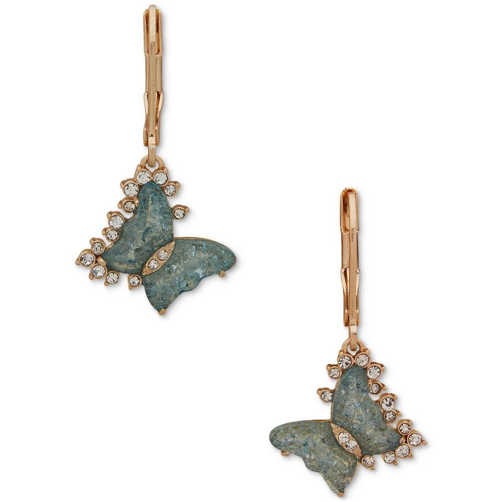 商品Lonna & Lilly|Gold-Tone Pavé & Burgundy Stone Butterfly Drop Earrings,价格¥179,第1张图片