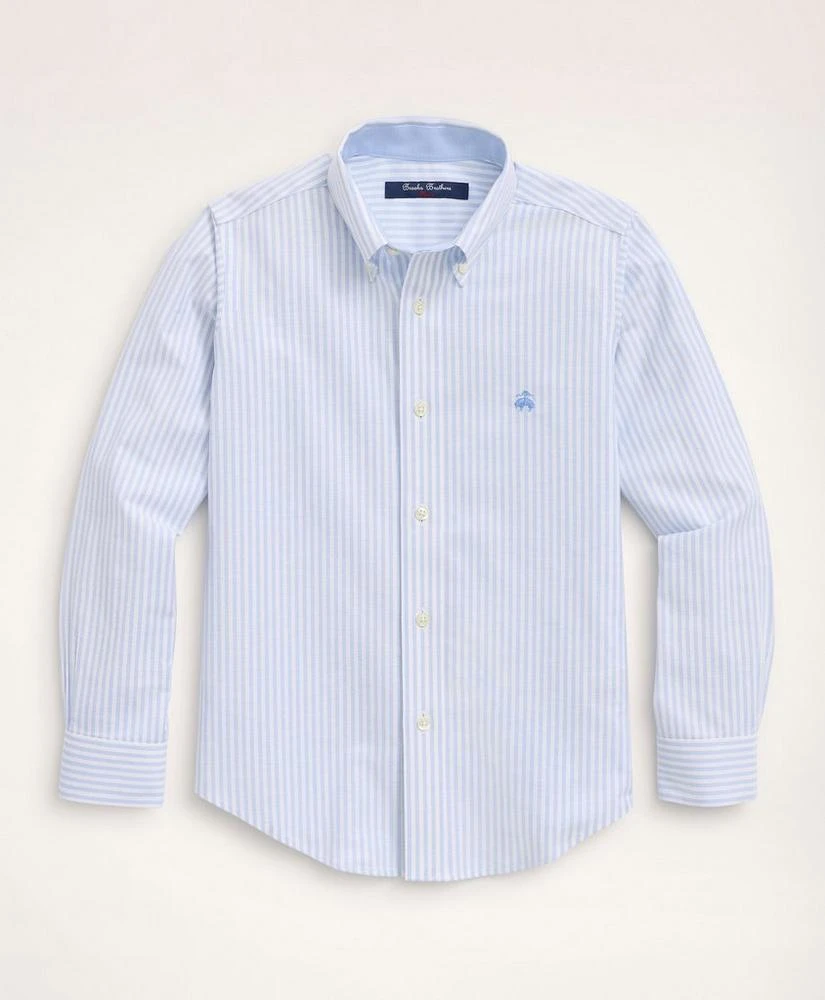 商品Brooks Brothers|Boys Non-Iron Stretch Cotton Oxford Stripe Sport Shirt,价格¥286,第1张图片