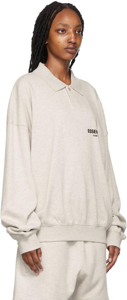 商品Essentials|Off-White Cotton Long Sleeve Polo,价格¥524,第4张图片详细描述