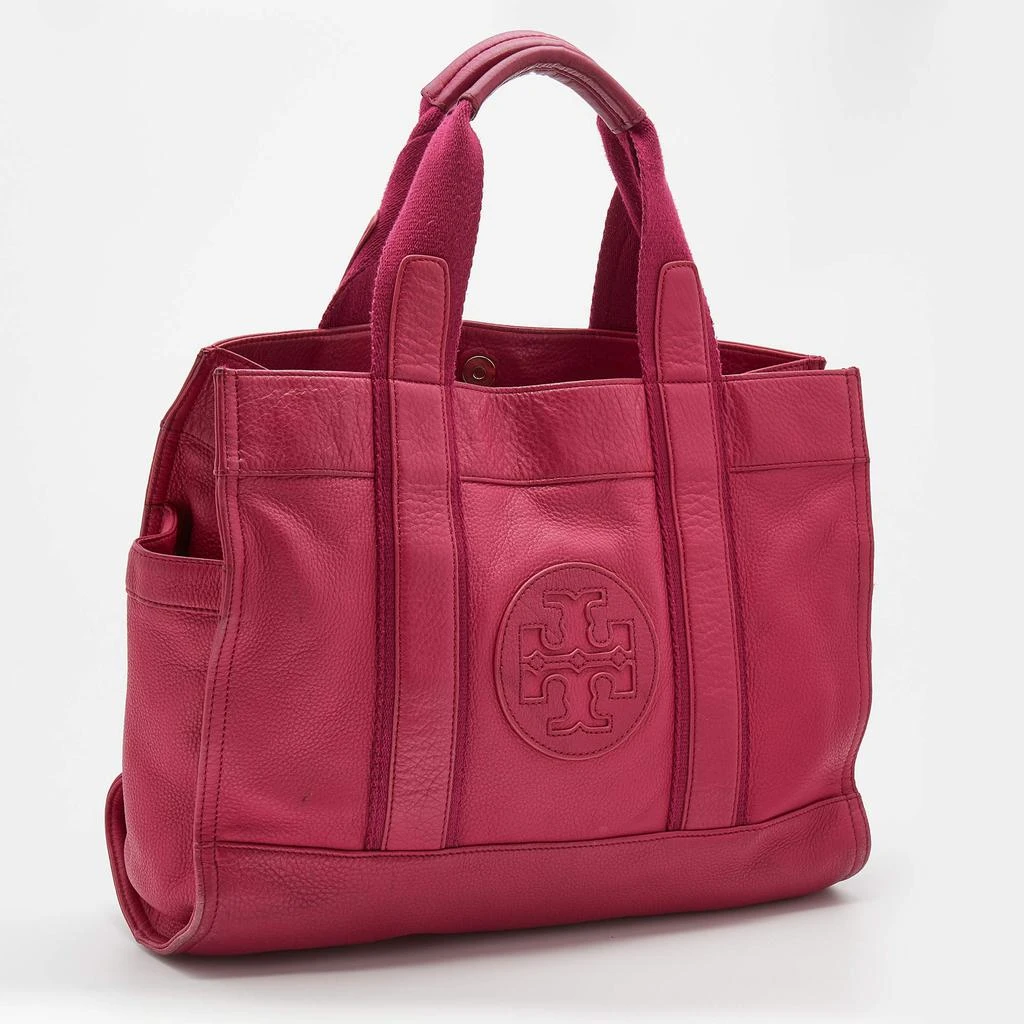 商品[二手商品] Tory Burch|Tory Burch Pink Leather Logo Embossed Shopper Tote,价格¥1327,第3张图片详细描述