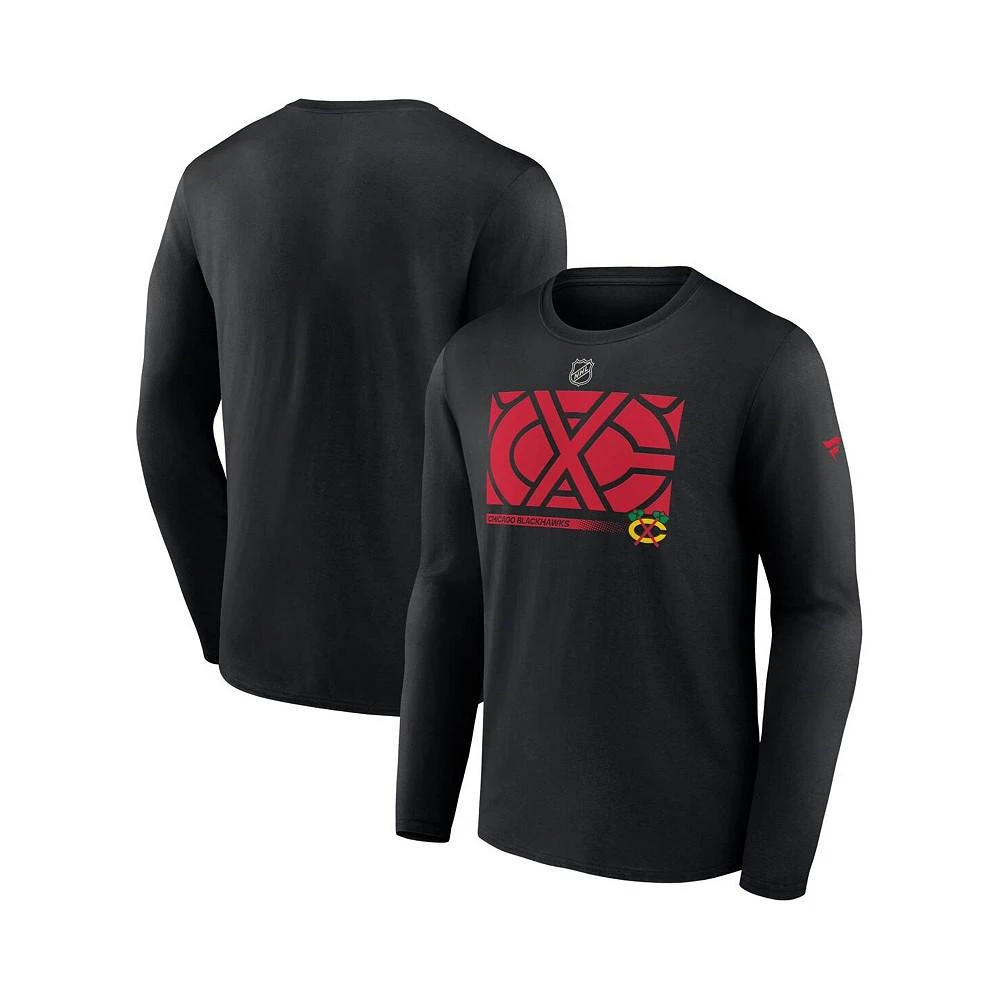 商品Fanatics|Men's Branded Black Chicago Blackhawks Authentic Pro Core Collection Secondary Long Sleeve T-shirt,价格¥262,第1张图片