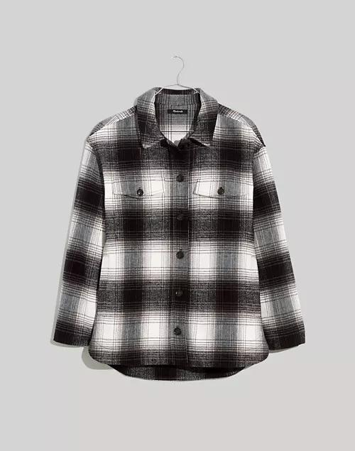 Twill Flannel Shirt-Jacket in Windowpane Plaid商品第5张图片规格展示