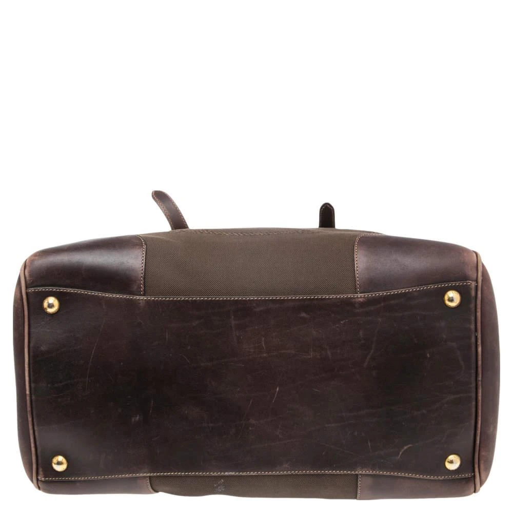 Prada Brown Leather and Canvas Bowling Bag 商品
