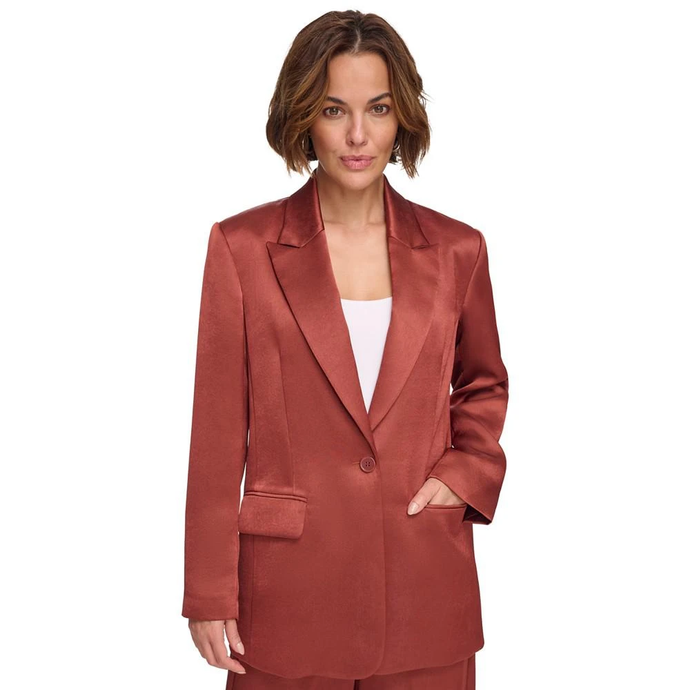 商品DKNY|Women's Satin Peak Collar One Button Blazer,价格¥462,第1张图片