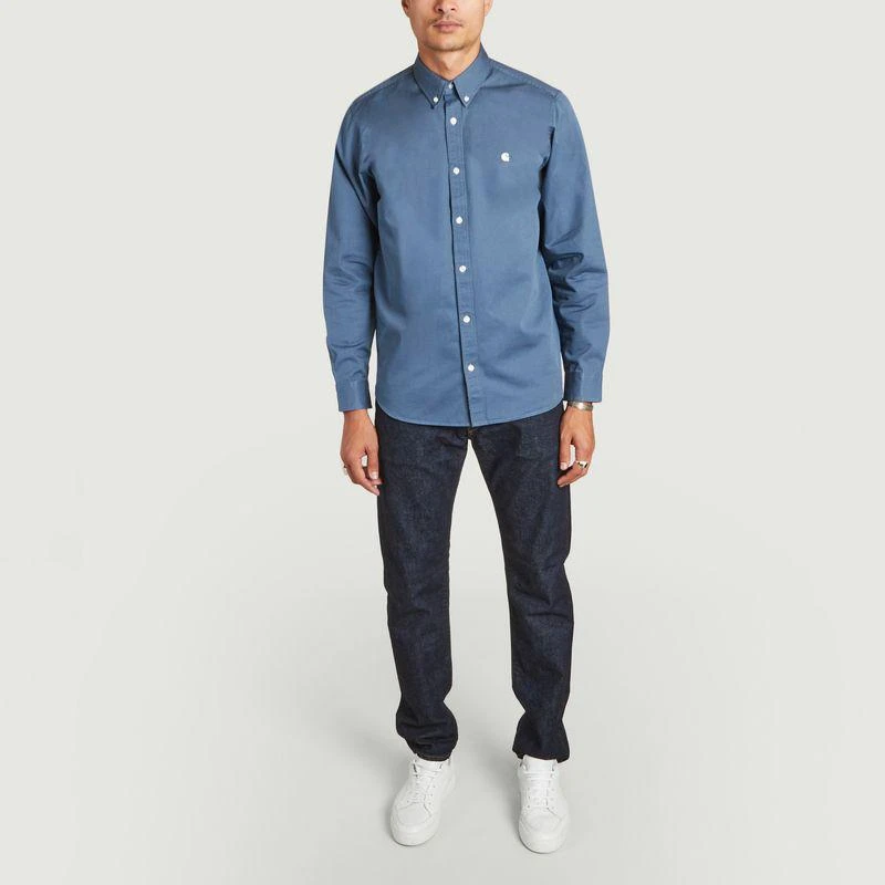 商品Carhartt|L/S Madison cotton shirt Storm Blue Wax Carhartt WIP,价格¥515,第4张图片详细描述