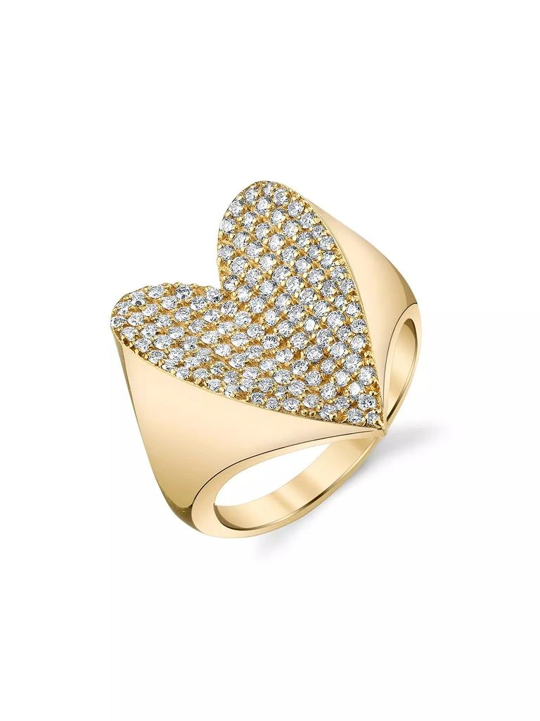 商品Sheryl Lowe|14K Yellow Gold & 099 TCW Diamonds Folded Heart Ring,价格¥32730,第1张图片