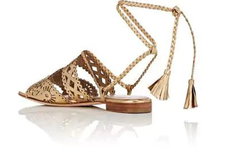 商品Alberta Ferretti|Laser-Cut Metallic Leather Sandals,价格¥2523,第3张图片详细描述