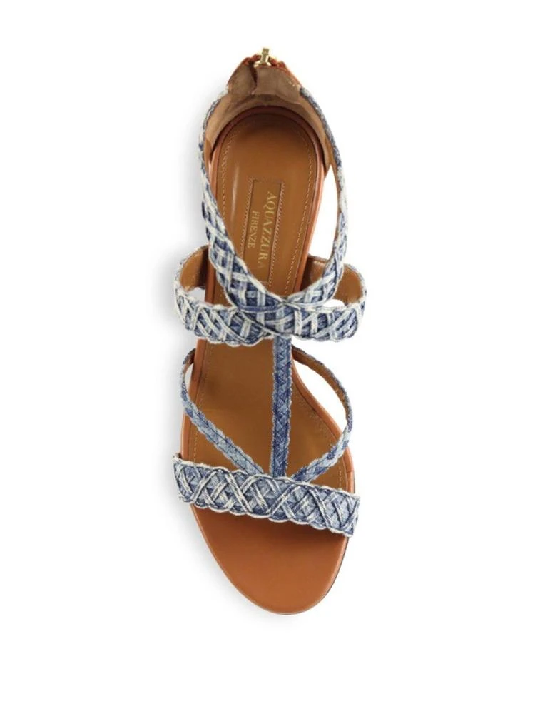 商品Aquazzura|Tyra Denim & Leather Block Heel Sandals,价格¥2383,第4张图片详细描述