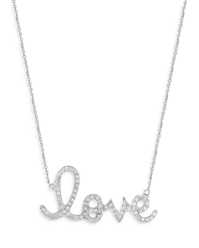 商品Sydney Evan|14K White Gold Diamond Large Love Script Pendant Necklace, 18",价格¥15088,第1张图片